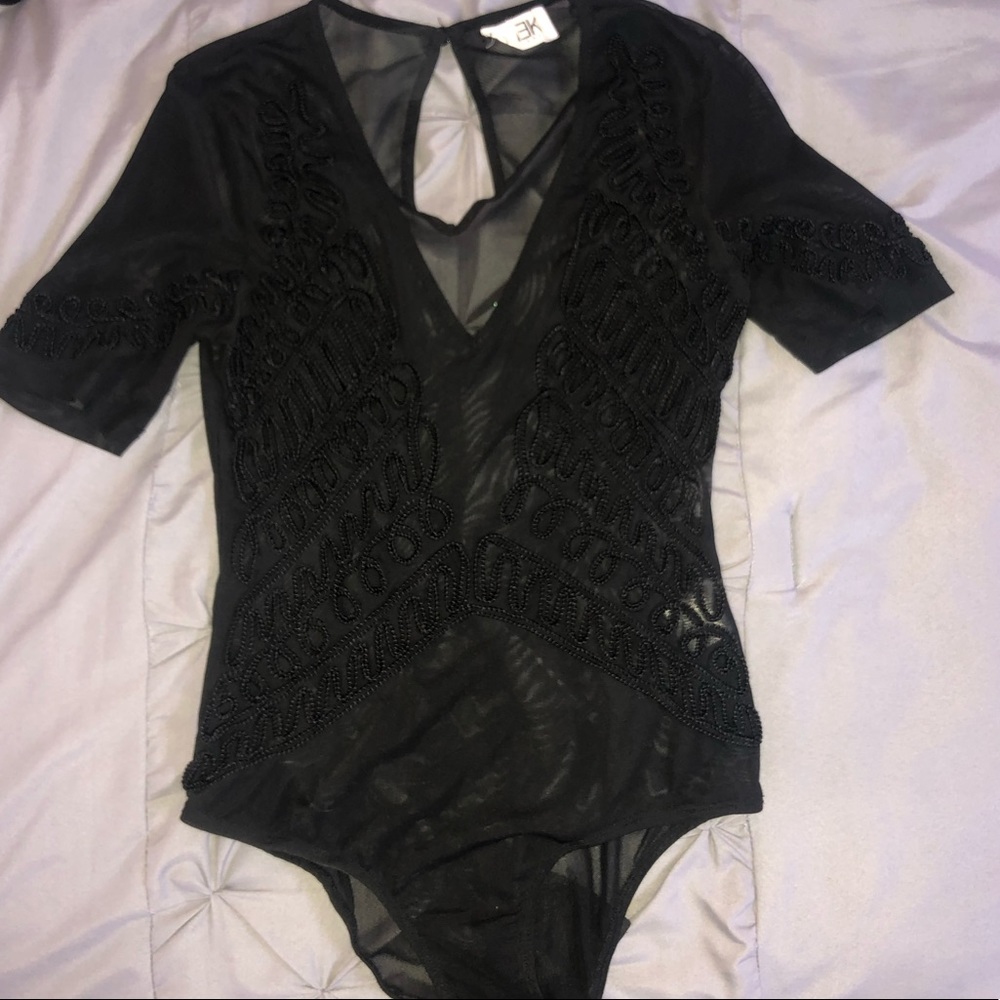 Black mesh bodysuit